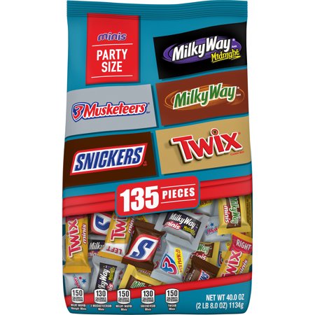 SNICKERS, TWIX, MILKY WAY ORIGINAL, MILKY WAY MIDNIGHT, 3 MUSKETEERS variety chocolate candy, 135 count