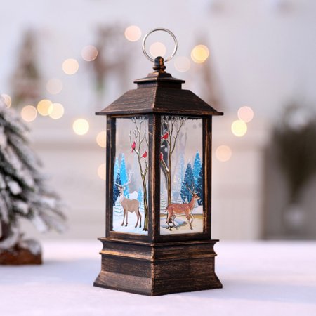 Snowman Family Christmas Snow Globe, LED Lighted Lantern, Battery Operated Swirling Glitter Water for Holiday Season Home Decor