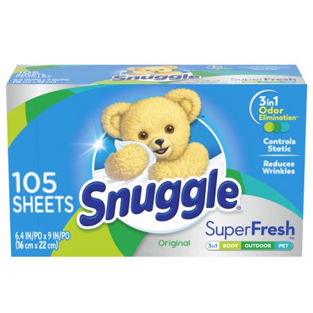 Snuggle Plus SuperFresh Fabric Softener Dryer Sheets with Static Control and Odor Eliminating Technology, Original, 105 Count