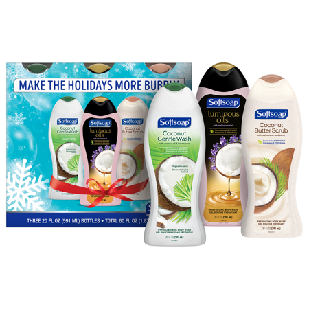 Softsoap Coconut Body Wash Holiday Gift Set, 20 Fl Oz, 3 Ct