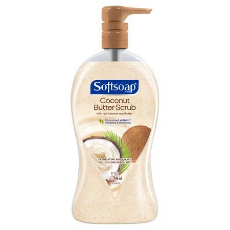 Softsoap Exfoliating Body Wash Pump, Coconut Butter Scrub, 32 Oz Pump