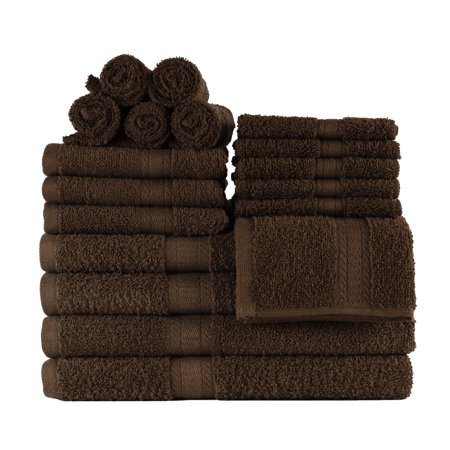 Solid 18-Piece Bath Towel Set, Brown, Mainstays