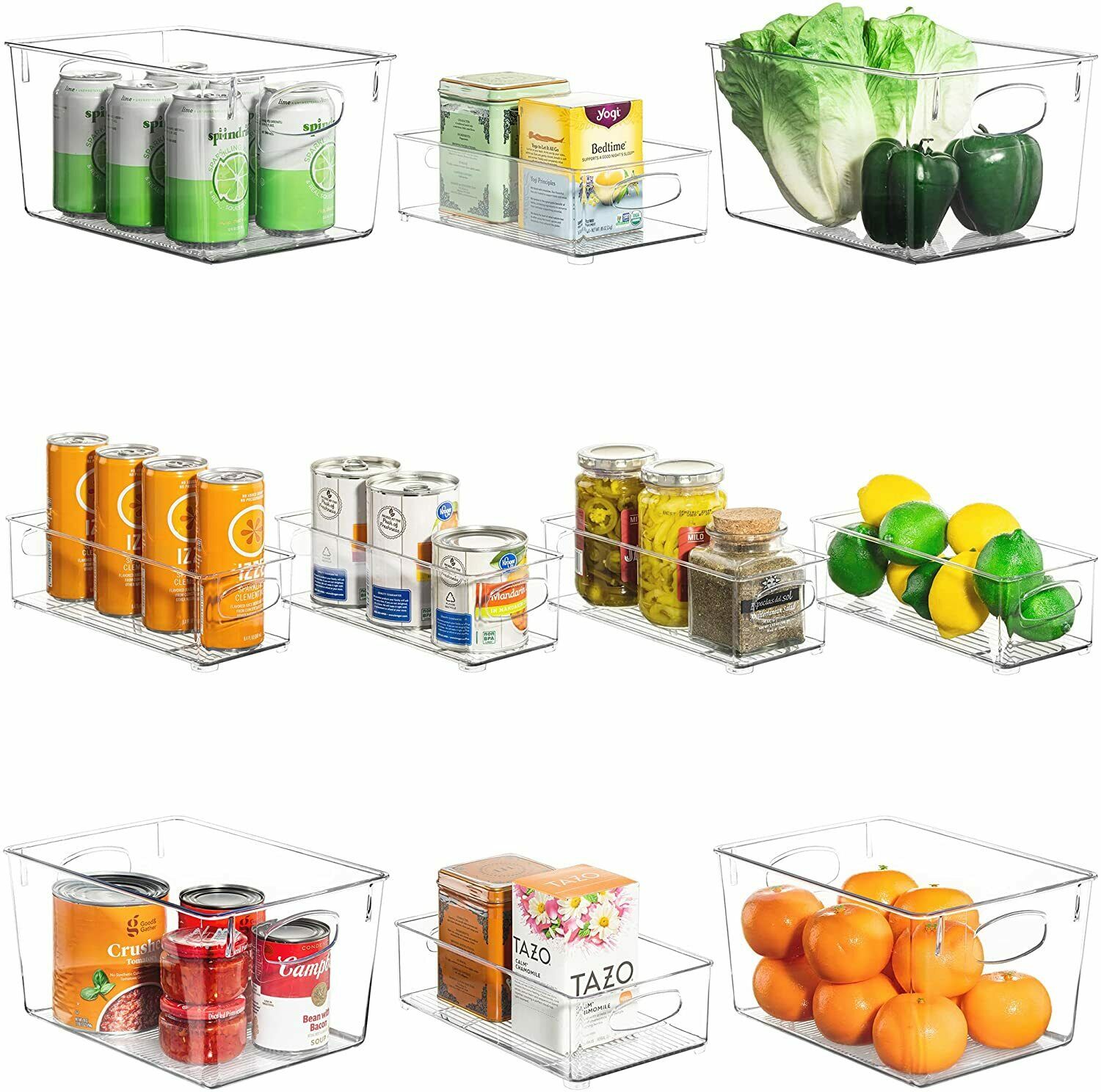 Sorbus Clear Organizer Storage Bins for Fridge, Freezer and Pantry (10-Pack)