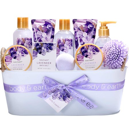 Spa Bath Gift Basket for Women, 12 Pcs Body & Earth Lavender Scent Gift Set , Holiday Beauty Bath and Body Set MOTHERS DAY DEAL!
