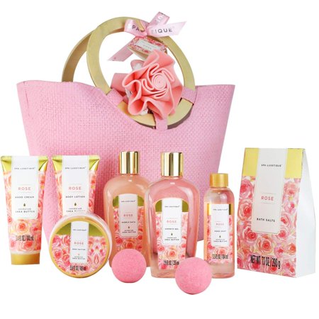 Spa Gift Set for Women, 10 Pcs Rose Scent Bath Gift Baskets , Beauty Mother's Day Gifts for Mom