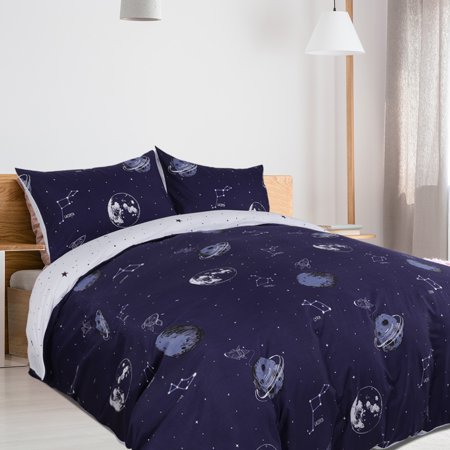 Space Travel Pattern Duvet Cover Sets(No Duvet), Comforter Cover Set for Kids Moon and Stars King