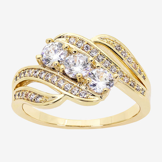 Sparkle Allure Cubic Zirconia 14K Gold Over Brass 3-Stone Engagement Ring on Sale At JCPenney