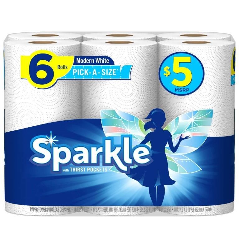 Sparkle® Paper Towels, 6 Family Rolls, Pick-A-Size® Sheets, White, 87 Sheets Per Roll on Sale At Dollar General