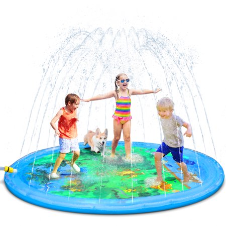 Splash Pad for Toddlers, 68'' Outdoor Summer Sprinkler for Kids, Babies, and 1-12 Years Old Boys & Girls, Wading Splash & Sprinkler Water Toys for Fun Games, Party, and Play
