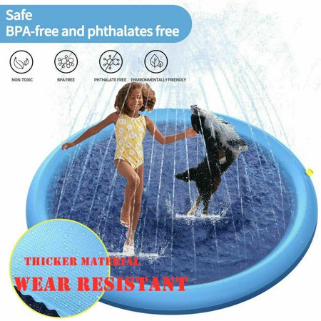 Splash Pad Sprinkler for Dogs Kids Wading Pool Childrens Inflatable Water Toys 66.9 inch Large Size