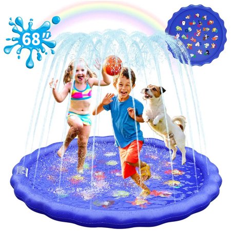 Splash Pad Sprinkler for Kids Toddlers 68" Splash Water Pad,Outdoor Swimming Pool Splash Play Mat Water Toys for Children for Fun Games Learning