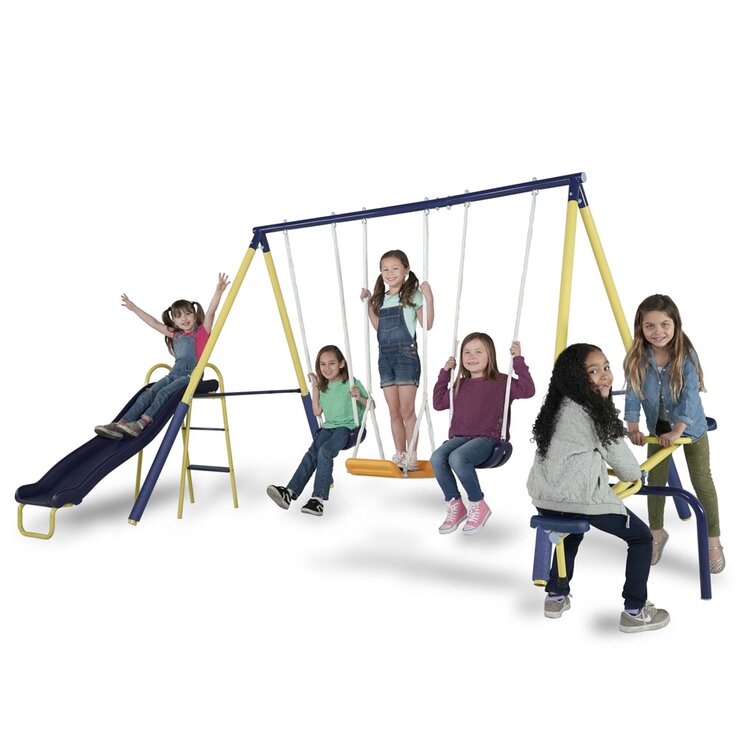 Sportspower Palmview Metal Swing Set With Slide