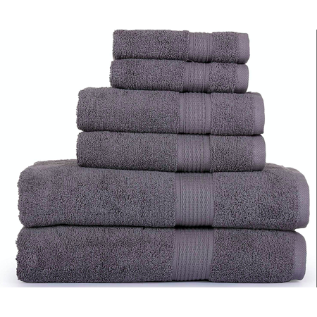 SPRINGFIELD LINEN 6 Piece Set Bath Towels Grey Color 2 BATH TOWEL, 2 HAND TOWEL AND 2 WASHCLOTHS