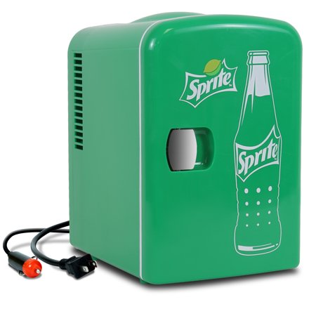 Sprite 4 Liter 6 Can Portable Fridge Mini Cooler for Food, Beverages, Skincare - Use at Home, Office, Dorm, Car, Boat - AC & DC Plugs Included