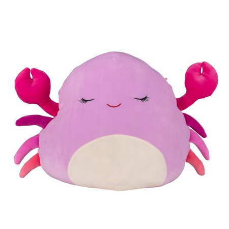 Squishmallows Official Kellytoy Plush 16 inch Pink Crab W Ith Multi Colored Legs & Closed Eyes