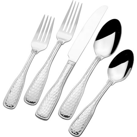 St. James 45 Piece Country Hammered 18/10 Stainless Steel Flatware Set