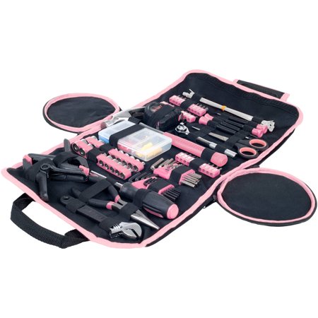 Stalwart 86-Piece Household Hand Tool Set with Roll-Up Bag, Pink , 75-HT2086