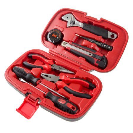 Stalwart Household Hand Tools, Tool Set - 9 Piece, Set Includes - Adjustable Wrench, Screwdriver, Pliers (Tool Kit for the Home, Office, or Car)