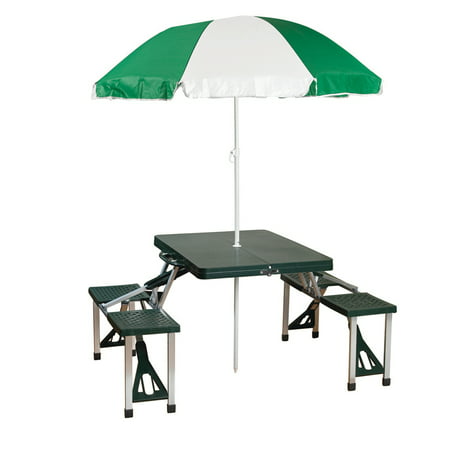 Stansport Folding Picnic Table with Umbrella, Aluminum Frame