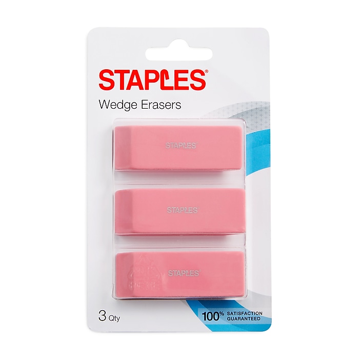 Staples Block Erasers, Pink, 3/Pack (10433-CC)
