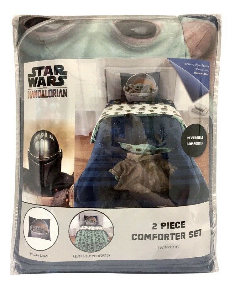 Star Wars Mandalorian BABY YODA 2 Piece Comforter Set Twin Full Reversible NEW