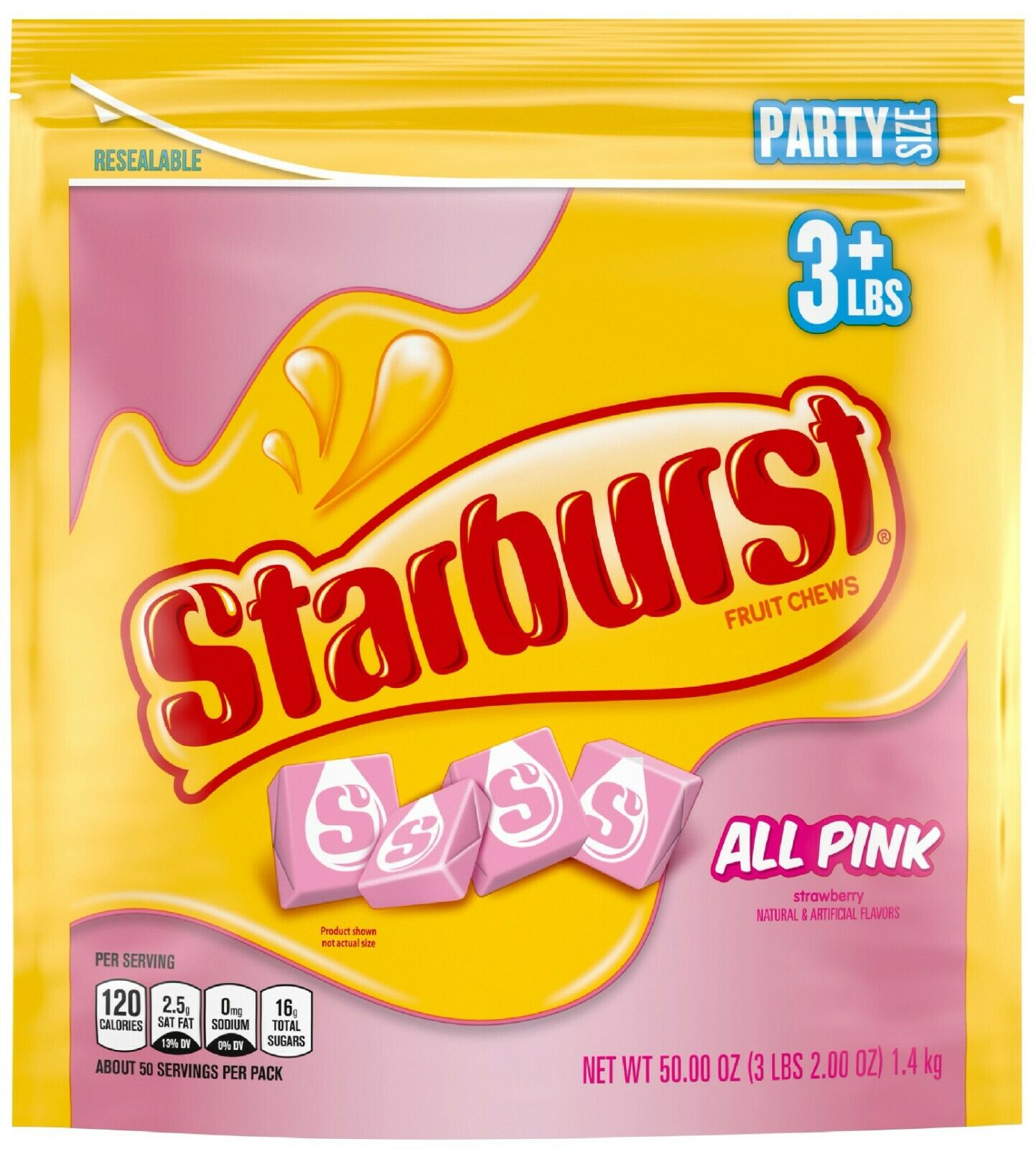STARBURST All Pink Fruit Chews Candy, 50-Ounce Party Size Resealable Bag