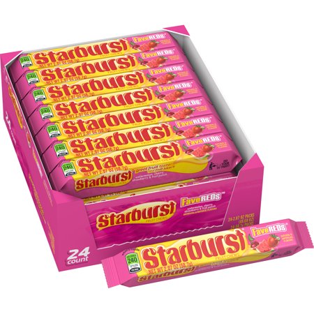 Starburst, FaveREDs Fruit Chews Candy, 2.07 Oz. (24 Single Packs)