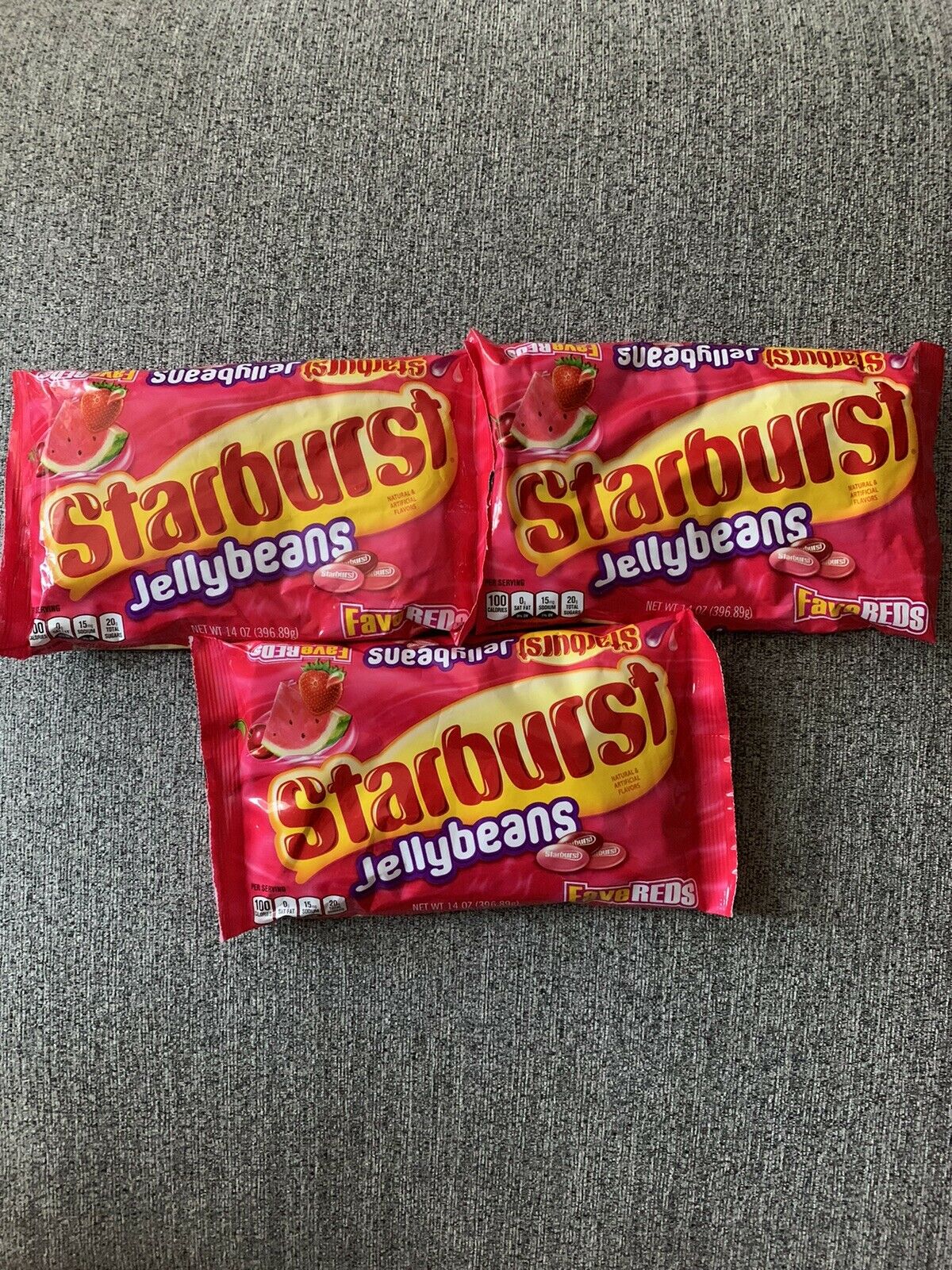 Starburst Jellybeans FaveREDs, 3 Pack 14Oz Per Bag, Red Jellybean Candy EXP 4/23
