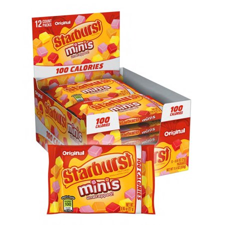 STARBURST Minis 100 Calories Original Fruit Chew Candy .95-Ounce Bag (Pack of 12)
