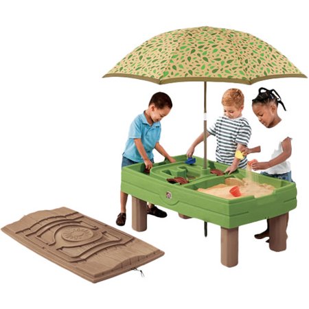 Step2 Naturally Playful Sand And Water Activity Table With 7 Piece Accessory Set and Umbrella