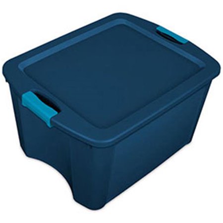 STERILITE 14469606 Clear/Blue Storage Tote 23 5/8 in x 18 5/8 in x 13 5/8 in H, 1 PK