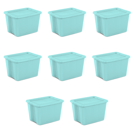 Sterilite 18 Gal. Tote Box Bleached Teal