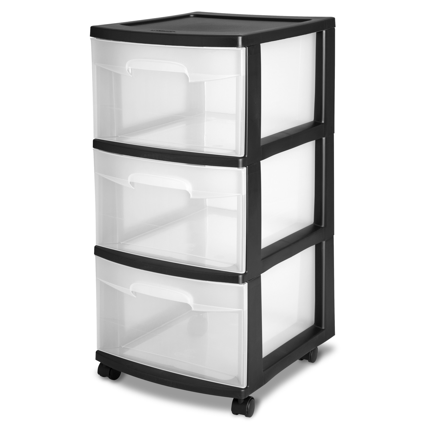 Sterilite Plastic 3 Drawer Cart Black Organizer Dorm Storage Rolling Set Of 1