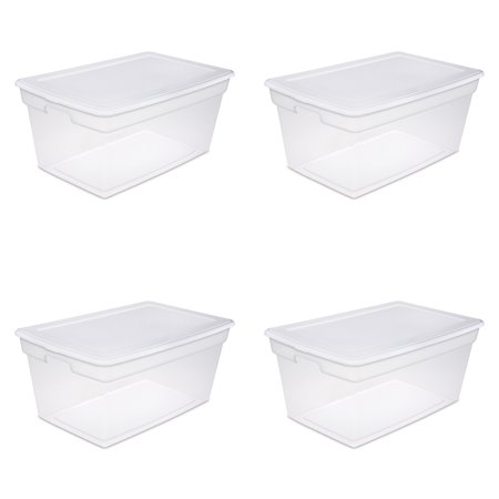 Sterilite Plastic 90 Qt. Storage Box White Set of 4