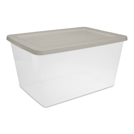 Sterilite 58 Qt. Storage Box Plastic Adult, Grey Pumice