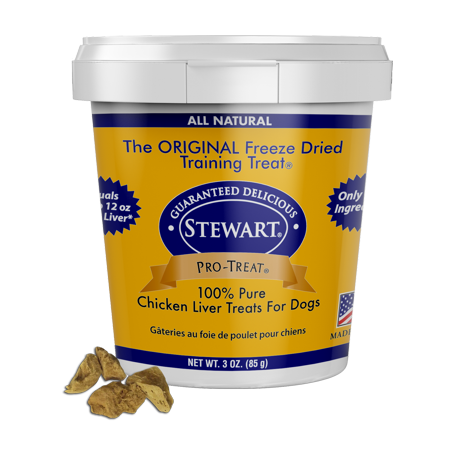 Stewart Pro-Treat Freeze Dried Chicken Liver Dog Treats, 3 oz. Tub