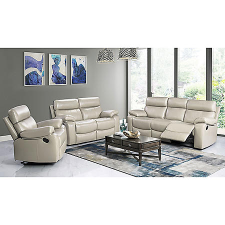 Strafford Top-Grain Leather Reclining 3-Piece Set, Assorted Colors