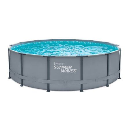 Summer Waves 14 ft Round Elite Frame Above Ground Pool, Cool Gray, Ages 6 and Up, Unisex