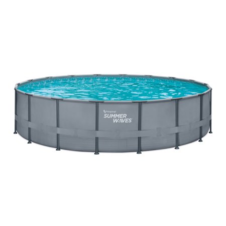 Summer Waves 18 ft Elite Frame Pool, Round, Cool Gray, Ages 6+, Unisex