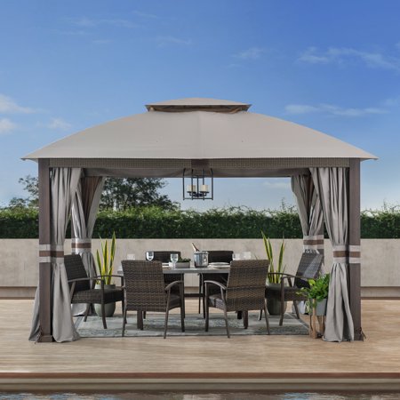SummerCove Fiona 11 ft. x 13 ft. 2-tier Gazebo with Light Gray Canopy