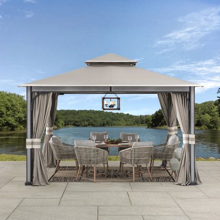 SummerCove Roberts 11 ft. x 13 ft. 2-tier Gazebo with Light Gray Canopy