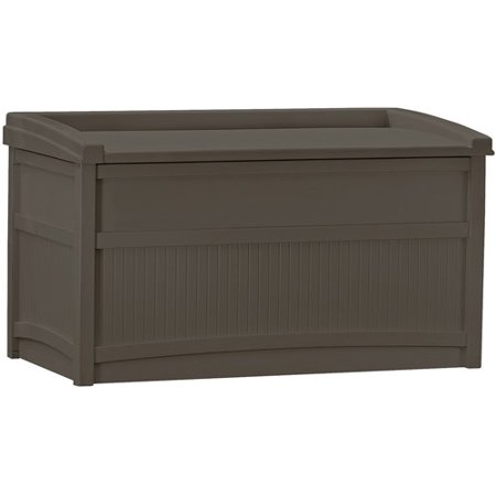 Suncast 50 gal Outdoor Resin Deck Storage Box with Seat, Java Brown