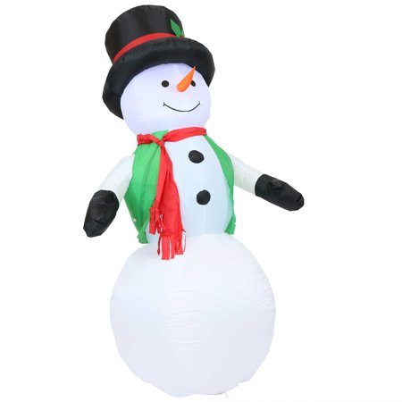 Sunnydaze Giant Inflatable Christmas Decoration - 7-Foot Holly Jolly Snowman - Seasonal Outdoor Blow-Up Yard and Garden Decor with Fan Blower and LED Lights
