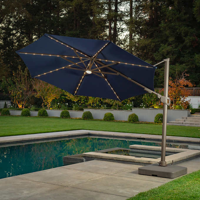 SunVilla 11' Color Changing LED Cantilever Umbrella with Rolling Base on Sale At Costco