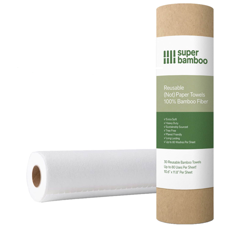 Super Bamboo Paper Towel (1 Roll) 100% Bamboo Fiber Reusable up to 80 Times