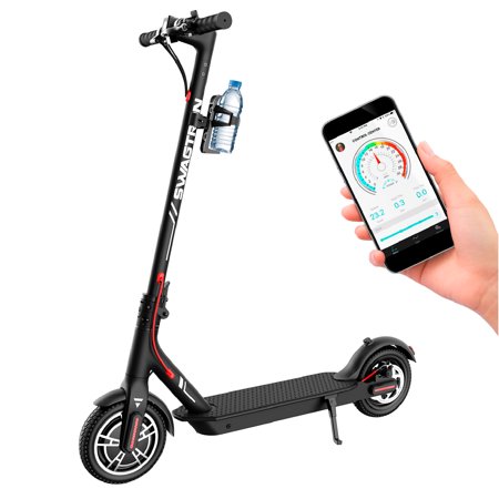 Swagtron Swagger 5 Boost Commuter Electric Scooter, 320 Lb Weight limit, 8.5 Inch No-flat Tires, 300W Motor, Folding, 18 Mph, Enhanced Long Range