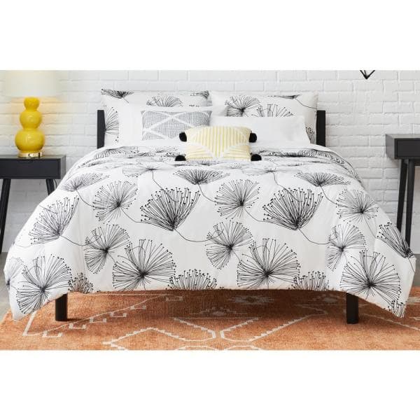 Sweeney 5-Piece White/Black Floral Full/Queen Comforter Set on Sale At The Home Depot