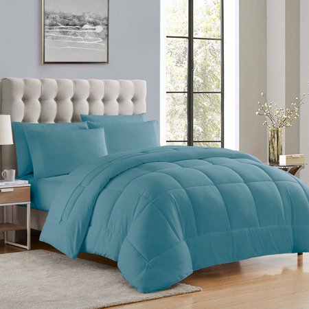 Sweet Home Collection Misty Blue 5 Piece Bed in a Bag Comforter Set with Sheets, Twin