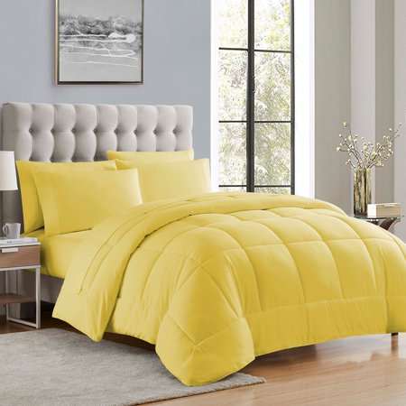 Sweet Home Collection Yellow 5 Piece Bed in a Bag Comforter Set with Sheets, Twin