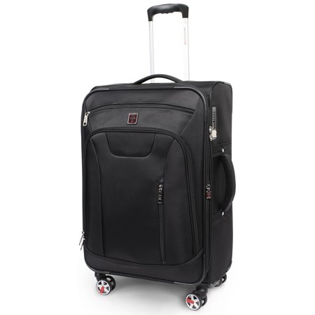 SwissTech Executive 25" 8-Wheel Check Luggage, Black, 28"H x 17.5"W x 11.5"D (Walmart Exclusive)